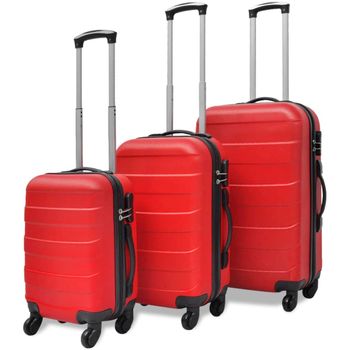 Set Trolley Maleta Rígida Tres Uds. Rojo