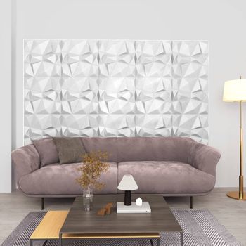 Paneles De Pared 3d 12 Unidades Blanco Diamantes 3 M² 50x50 Cm