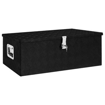 Caja De Almacenaje De Aluminio Negro 90x47x33,5 Cm