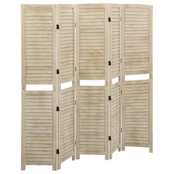 Biombo De 5 Paneles De Madera Maciza De Paulownia 175x165 Cm