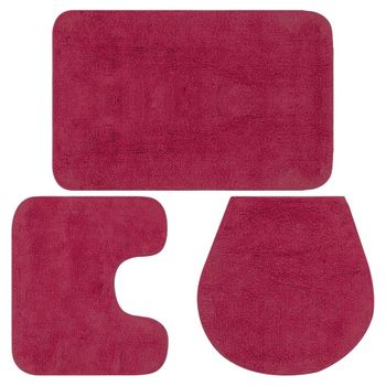 Conjunto De Alfombrillas De Baño De Tela 3 Piezas Fucsia