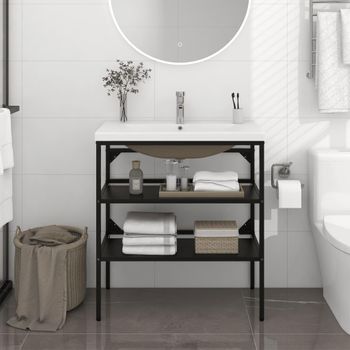 Estructura De Baño Con Lavabo Incorporado Hierro Negro