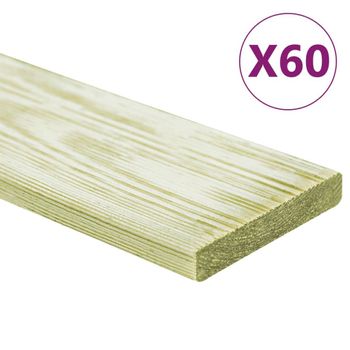 Tablas Para Terraza 60 Uds Madera De Pino Impregnada 7,2 M² 1m