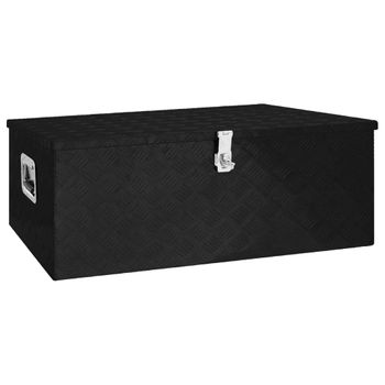 Caja De Almacenaje De Aluminio Negro 100x55x37 Cm