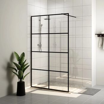 Mampara Ducha Accesible Vidrio Esg Transparente Negro 90x195 Cm