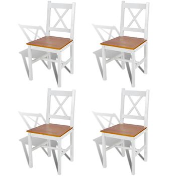 Sillas De Comedor 4 Unidades Madera De Pino Blanco