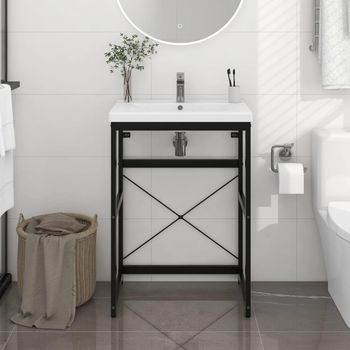 Estructura De Lavabo De Hierro Negro 59x38x83 Cm