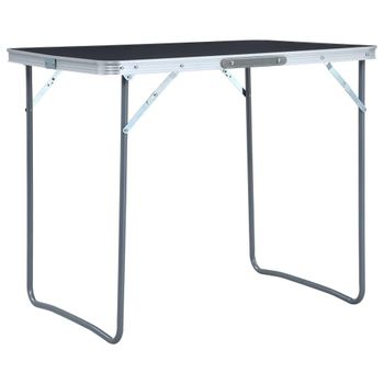 Mesa De Camping Plegable Con Estructura De Metal Gris 80x60 Cm