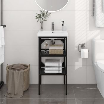 Estructura De Lavabo De Hierro Negro 40x38x83 Cm