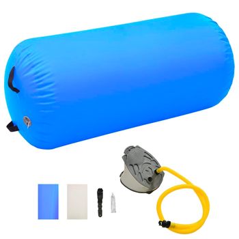 Rollo Inflable De Gimnasia Con Bomba Pvc Azul 120x90 Cm