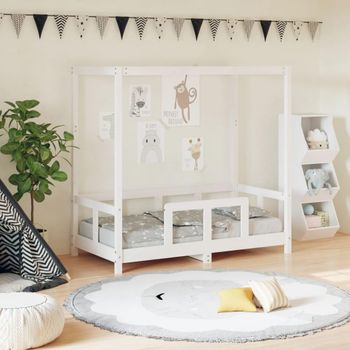 Estructura De Cama Para Niños Madera De Pino Blanco 70x140 Cm