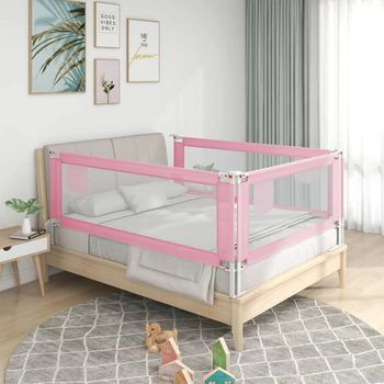 Barandilla De Seguridad Cama De Niño Rosa Tela 190x25 Cm