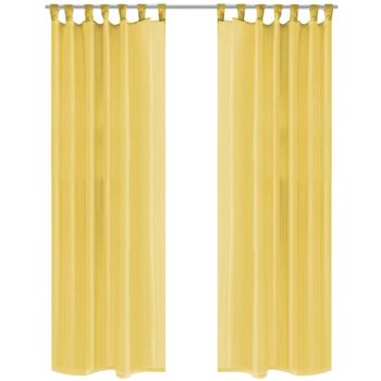 Cortinas De Gasa 2 Unidades 140x175 Cm Amarillo