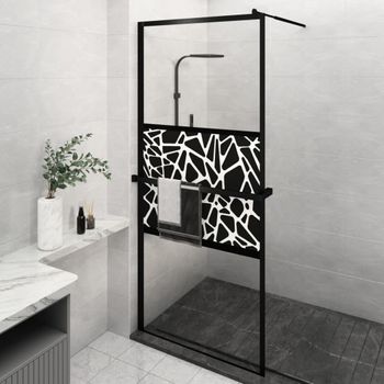 Mampara Ducha Con Estante Vidrio Esg Y Aluminio Negro 100x195cm