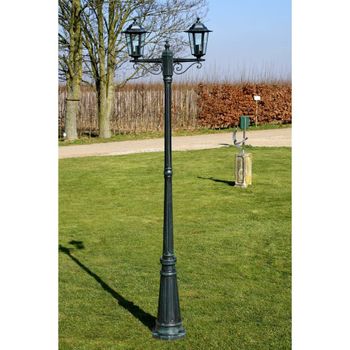 Farola De Jardín 2 Brazos 215 Cm Verde Oscuro/negro Aluminio