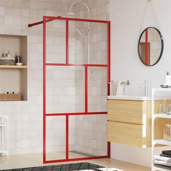 Mampara Puerta De Ducha Vidrio Transparente Esg Rojo 115x195 Cm