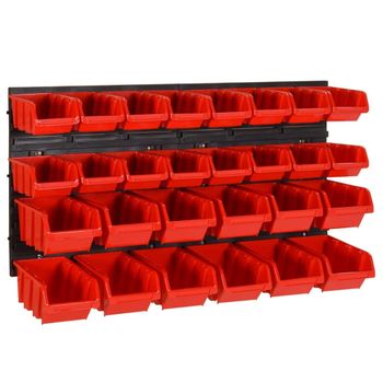 Set Estantes Taller 30 Uds Polipropileno Rojo Y Negro 77x39 Cm