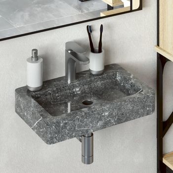 Lavabo De Pared Mármol Gris 38x24x6,5 Cm