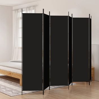 Biombo Divisor De 6 Paneles De Tela Negro 300x200 Cm