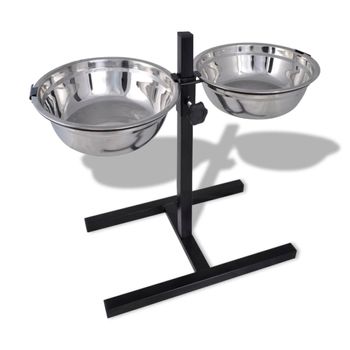 Soporte De Alimentación Ajustable Mascota 2x1,6l Tazón Inoxidable