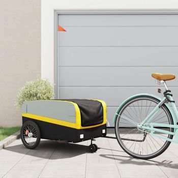 Remolque Para Bicicleta Hierro Negro Y Amarillo 45 Kg