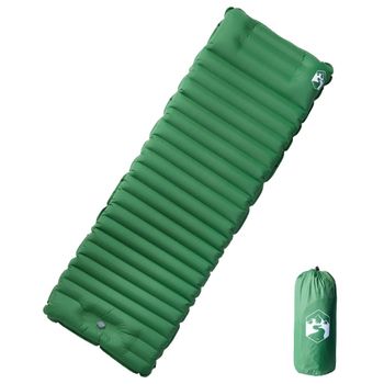 Colchón De Camping Autoinflable Con Almohada 1 Persona Verde