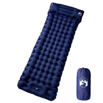 Colchón De Camping Autoinflable Con Almohada 1 Persona Azul