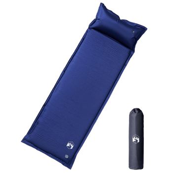 Colchón De Camping Autoinflable Con Almohada 1 Persona Azul