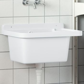 Fregadero Lavabo De Pared Resina Blanco 50x35x24 Cm