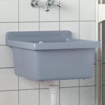 Fregadero Lavabo De Pared Resina Gris 40x40x24 Cm