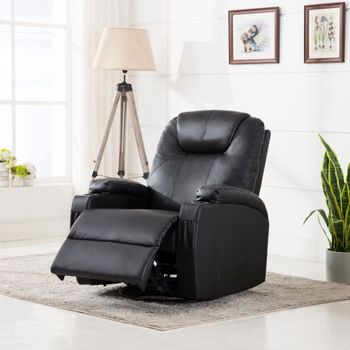 Sillón De Masaje Mecedora De Cuero Sintético Negro