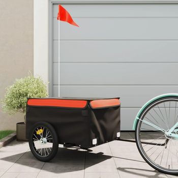 Remolque Para Bicicleta Hierro Negro Y Naranja 45 Kg