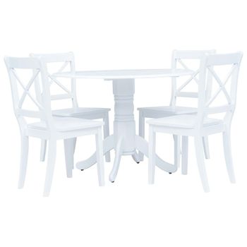 Conjunto De Comedor 5 Piezas Madera Maciza De Caucho Blanco