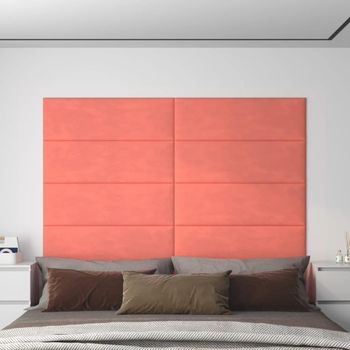 Paneles De Pared 12 Uds Terciopelo Rosa 90x30 Cm 3,24 M²