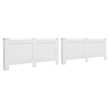 Cubiertas Para Radiador 2 Unidades Mdf Blanco 172x19x81,5 Cm