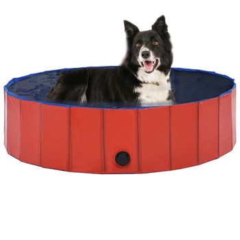 Piscina Para Perros Plegable Pvc Rojo 120x30 Cm