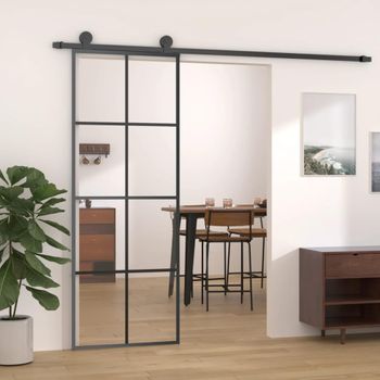 Puerta Corredera Vidrio Esg Y Aluminio Negro 76x205 Cm