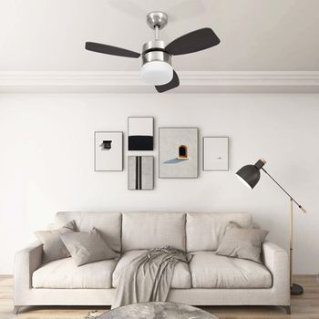 Ventilador De Techo Con Luz Con Mando Marrón Oscuro 76 Cm