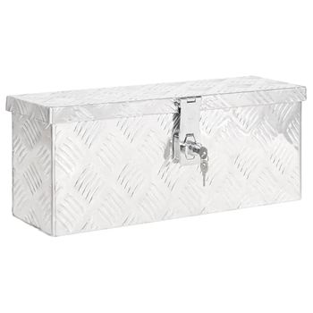 Caja De Almacenaje De Aluminio Plateado 50x15x20,5 Cm