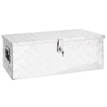 Caja De Almacenaje De Aluminio Plateado 80x39x30 Cm