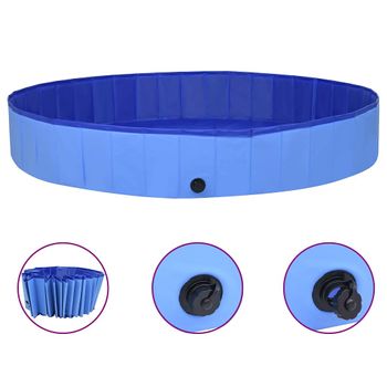 Piscina Para Perros Plegable Pvc Azul 300x40 Cm