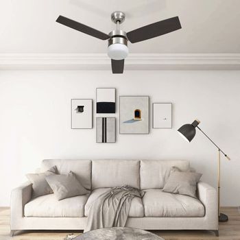 Ventilador De Techo Con Luz Con Mando Marrón Oscuro 108 Cm