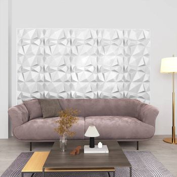 Paneles De Pared 3d 24 Unidades 50x50 Cm Blanco Diamante 6 M²