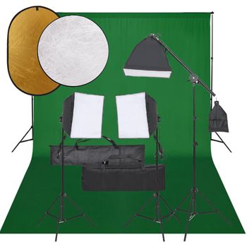 Kit De Estudio Fotográfico Con Set De Luces, Fondo Y Reflector