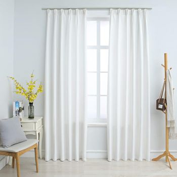 Cortinas Opacas Con Ganchos 2 Piezas Blanco Crudo 140x175 Cm