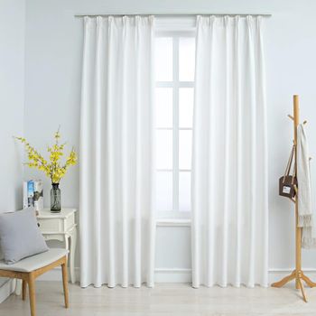 Cortinas Opacas Con Ganchos 2 Piezas Blanco Crudo 140x245 Cm