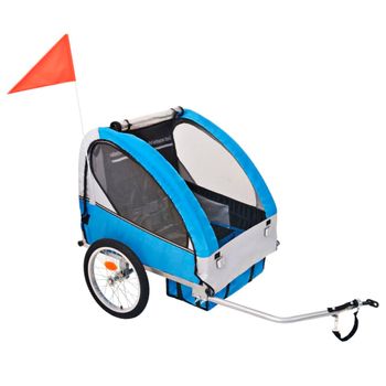 Remolque Para Bicicletas Gris Y Azul 30 Kg