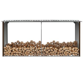 Casetilla Para Leña Acero Galvanizado Marrón 330x92x153 Cm