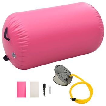 Rollo Hinchable De Gimnasia Con Bomba Pvc Rosa 100x60 Cm