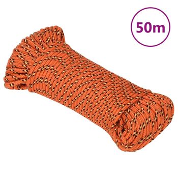 Cuerda De Barco Polipropileno Naranja 4 Mm 50 M